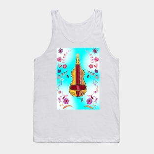 Floral Guitar bodied Hurdy-Gurdy Tank Top